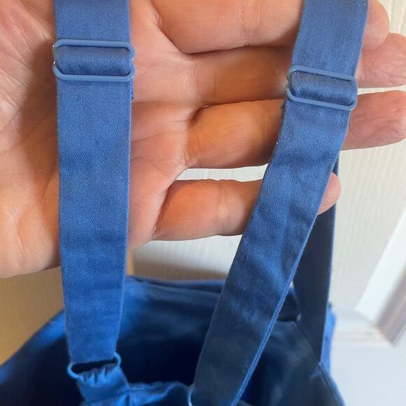 Ann Taylor Loft Top Womens Blue Blouse White Embroider Eyelet Circle Shirt Sz 10 - Picture 13 of 13